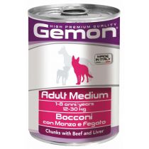 Вологий корм GEMON DOG WET Medium Adult шматочки з яловичиною і печінкою 0, 415 кг