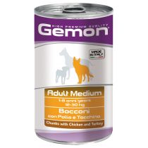 Вологий корм GEMON DOG WET Medium Adult шматочки з куркою та індичкою 1, 25 кг