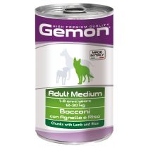 Вологий корм GEMON DOG WET Medium Adult шматочки з ягням і рисом 1, 25 кг