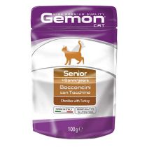 Вологий корм GEMON CAT WET Senior шматочки з індичкою 0,1 кг