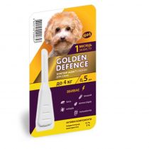 Краплі на холку Golden Defence від бліх, вошей, кліщів для собак до 4 кг, 0.5 мл