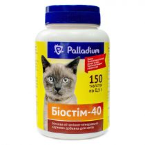 Вітамінно-мінеральна добавка Palladium Биостим-40 для зміцнення здоров'я кішок, 150 табл. по 0,5 г