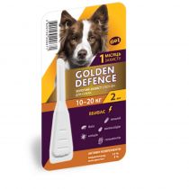 Краплі на холку Golden Defence від бліх, вошей, кліщів для собак від 10 до 20 кг, 2 мл