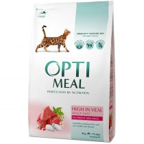 Сухий корм Optimeal для дорослих котів, з телятиною, 4 кг