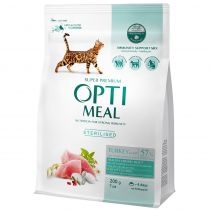 Сухий корм Optimeal для стерилізованих кішок і кастрованих котів, з індичкою і вівсом, 200 г