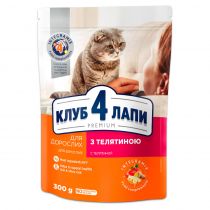 Сухий корм Клуб 4 Лапи Adult Cat Premium для дорослих кішок, з телятиною, 300 г