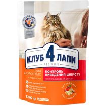 Сухий корм Клуб 4 Лапи Hairball Control Adult Premium для виведення шерсті для дорослих кішок, 300 г