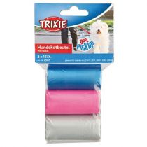 Пакети для сміття Trixie для собак з ручками, 3 рулону по 15 шт, різнокольорові