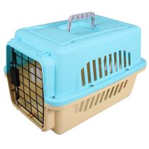 Переноска AnimAll A1104 для котів і собак, бежево-блакитна, 47×31×30 см