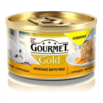 Вологий корм Purina Gourmet Gold Ніжні биточки для котів, з куркою і морквою, 85 г