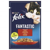 Вологий корм Purina Felix Fantastic для котів, з яловичиною, 85 г