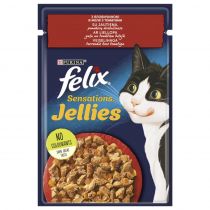 Вологий корм Purina Felix Sensations для котів, з яловичиною і томатами, 85 г