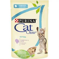 Вологий корм Purina Cat Chow Kitten для кошенят, з індичкою і цукіні, 85 г