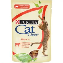 Вологий корм Purina Cat Chow Adult для котів, з яловичиною і баклажанами, 85 г