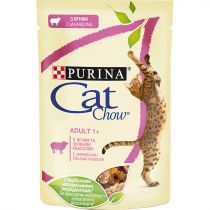 Вологий корм Purina Cat Chow Adult для котів, з ягням і зеленою квасолею, 85 г