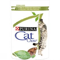 Вологий корм Purina Cat Chow Sterilised для стерилізованих котів, з ягням і зеленою квасолею, 85 г