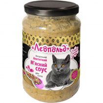 Корм Леопольд, апетитний м'ясний соус для котів до сухого корму або каші, 345 г