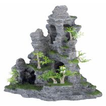 Грот для рибок Trixie - Скелі з печерою з рослинами, 31.5 см