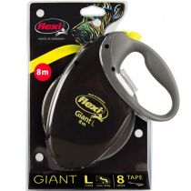 Повідець-рулетка Flexi Neon Giant XL для собак до 75 кг, 8 м, стрічка, чорна