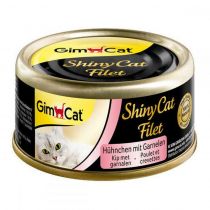 Вологий корм GimCat Shiny Cat Filet для котів, з куркою та креветками, 70 г