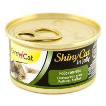 Вологий корм GimCat Shiny Cat для котів, з куркою і травою, 70 г