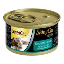 Вологий корм GimCat Shiny Cat для котів, з куркою та креветками, 70 г