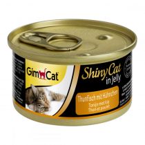 Вологий корм GimCat Shiny Cat для котів, з тунцем і куркою, 70 г
