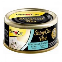 Вологий корм GimCat Shiny Cat для котів, з куркою і тунцем, 70 г