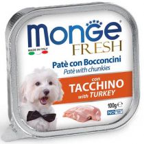 Вологий корм MONGE DOG Fresh для дорослих собак, з індичкою, 100 г