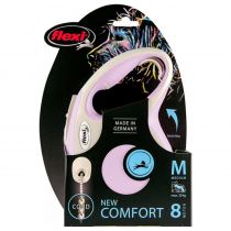 Повідець-рулетка Flexi New Comfort S для собак до 12 кг, 8 м, трос, рожевий