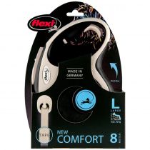 Повідець-рулетка Flexi New Comfort L для собак до 50 кг, 8 м, стрічка, чорний