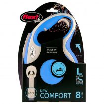 Повідець-рулетка Flexi New Comfort L для собак до 50 кг, 8 м, стрічка, синій