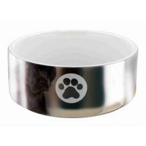 Миска керамічна Trixie, для собак, 0.3 л, 12 см, срібло / білий