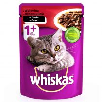 Вологий корм Whiskas для котів, з яловичиною в соусі, 100 г