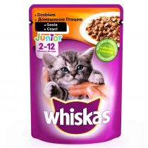 Вологий корм Whiskas для кошенят, з домашньою птицею в соусі, 100 г