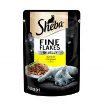 Вологий корм Sheba Fine Flakes для котів, з куркою в желе, 85 г