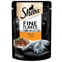 Вологий корм Sheba Fine Flakes для котів, з індичкою в желе, 85 г