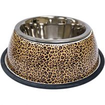 Миска Croci Animalier Leopard для собак, нержавіюча з гумовим підставою, 370 мл, 20 см