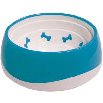 Миска Croci Tpr Bone для котів і собак, пластик, блакитна, 550 мл, 16.8 × 6 см