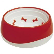Миска Croci Tpr Bone для котів і собак, пластик, червона, 550 мл, 16.8 × 6 см