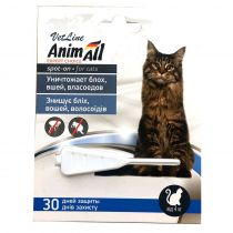 Краплі AnimAll VetLine Спот-Он проти бліх, вошей, волосоїдів, для котів від 4 до 10 кг, 1 мл