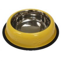 Миска Croci на гумці, для собак, нержавіюча, жовта, 240 мл, 16 см