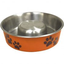 Миска Croci Roxy Slow Eating на гумці, для собак, нержавіюча, помаранчева, 1.1 л, 21 см