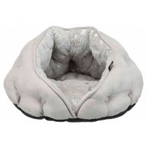Лежак-печера Trixie Feather для собак, принт срібне перо, сірий, 50×45 см