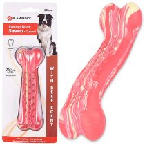 Іграшка жувальна Flamingo Rubber Saveo Curved Bone Beef, смак яловичини, для собак, 13 × 4 см