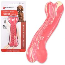 Іграшка жувальна Flamingo Rubber Saveo Curved Bone Beef, смак яловичини, для собак, 10.5 × 3.5 см