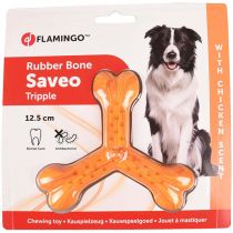 Іграшка Flamingo Rubber Flexo Saveo Triple Bone Chicken, смак курки, для собак, 12.5 × 11 см