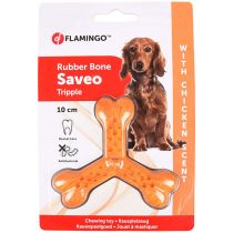 Іграшка Flamingo Rubber Flexo Saveo Triple Bone Chicken, смак курки, для собак, 10 × 8.5 см