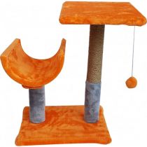 Кігтеточка Пухнастики для котів, з полицею і полутуннелем, помаранчевий, 30×38×50 см