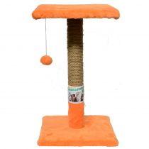 Кігтеточка Пухнастики для котів, з полицею, джут, помаранчевий, 30×30×50 см